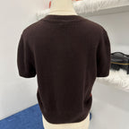 Hermes Short Sleeved Cardigan in Marron Ebene mere / Viscose / Silk Sz 40