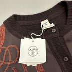 Hermes Short Sleeved Cardigan in Marron Ebene mere / Viscose / Silk Sz 40
