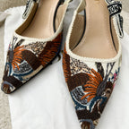 Dior Embroidered Slingback Heels Sz38