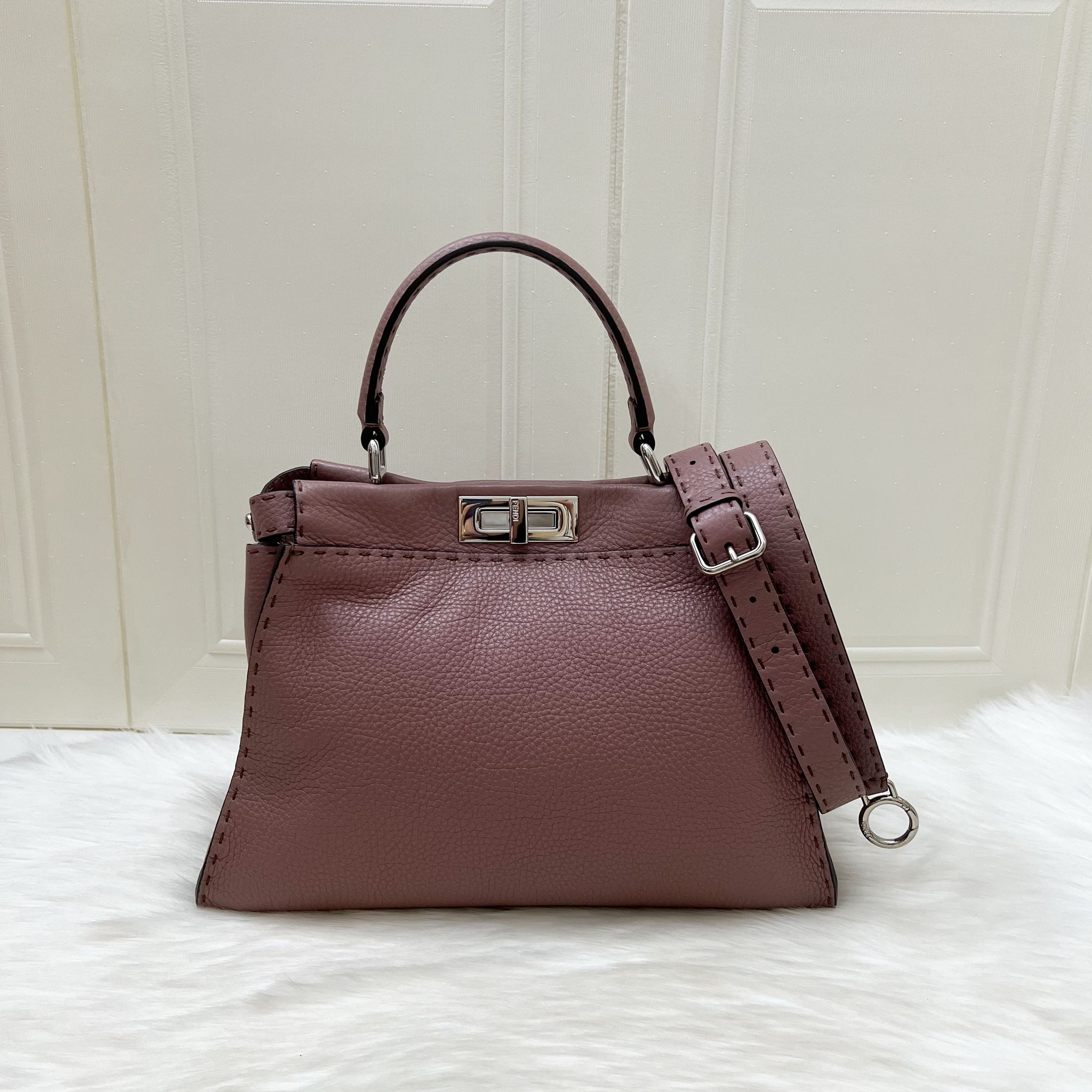 Fendi Medium Peekaboo Selleria Bag in Pink Leather and SHW