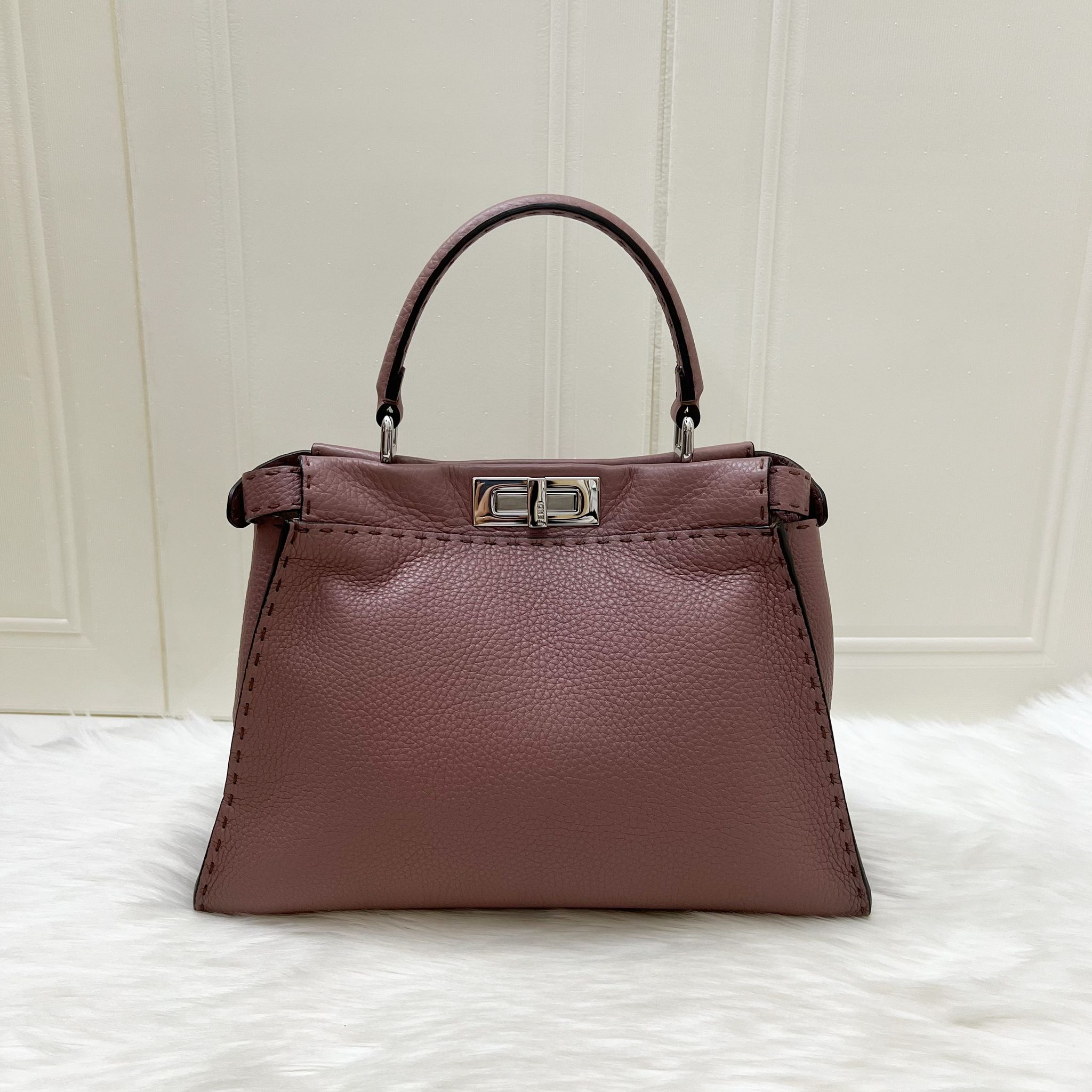 Fendi Medium Peekaboo Selleria Bag in Pink Leather and SHW