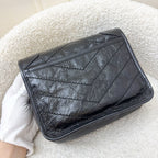 Saint Laurent YSL Niki Wallet on Chain WOC in Black Vintage Crinkled Calfskin and RHW