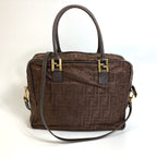 FENDI Tote Bag Nylon / leather Brown Zucca FF pattern Women