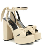 Saint Laurent Bianca Knotted Leather Platform Sandals