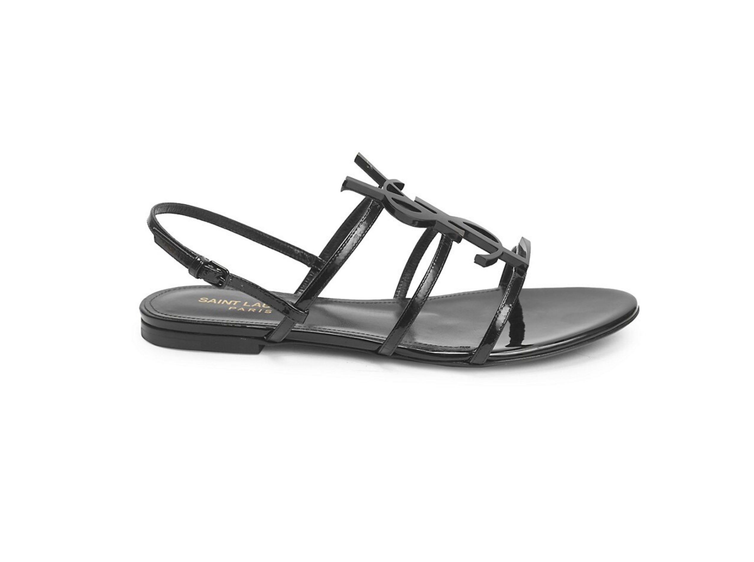 SAINT LAURENT Cassandra Logo Slingback Sandals