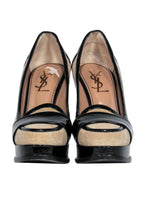 Yves Saint Laurent - Beige Suede Platform Pumps w/ Patent Leather Trim Sz 7