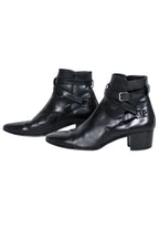 Yves Saint Laurent - Black Leather Ankle Strap Boots Sz 8.5