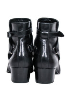 Yves Saint Laurent - Black Leather Ankle Strap Boots Sz 8.5
