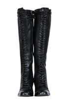 Yves Saint Laurent - Black Leather Lace-Up Tall Boots Sz 9.5