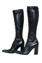 Yves Saint Laurent - Black Leather Lace-Up Tall Boots Sz 9.5