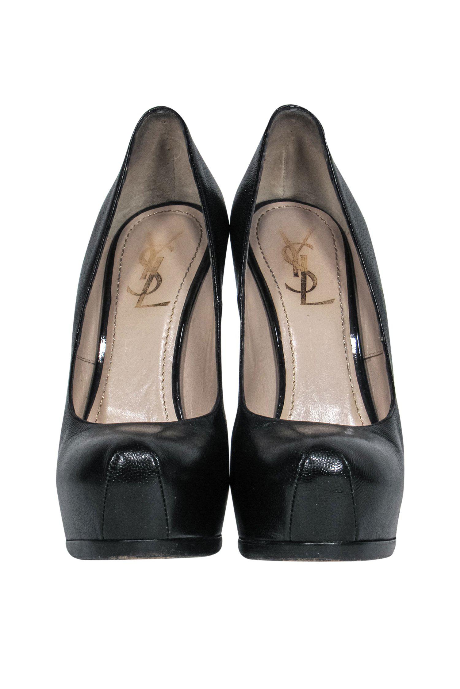 Yves Saint Laurent - Black Leather Platform Stilettos Sz 8