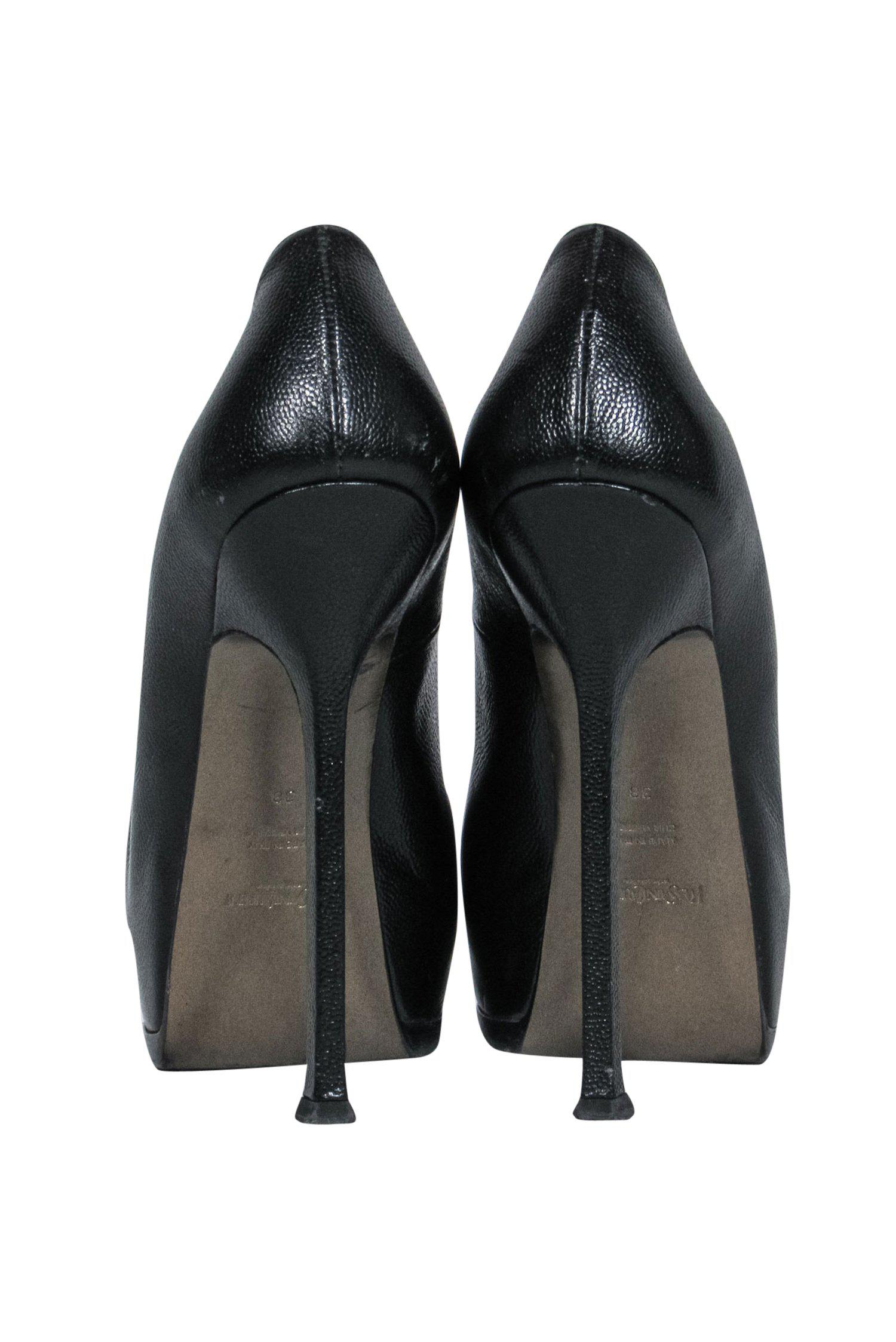 Yves Saint Laurent - Black Leather Platform Stilettos Sz 8