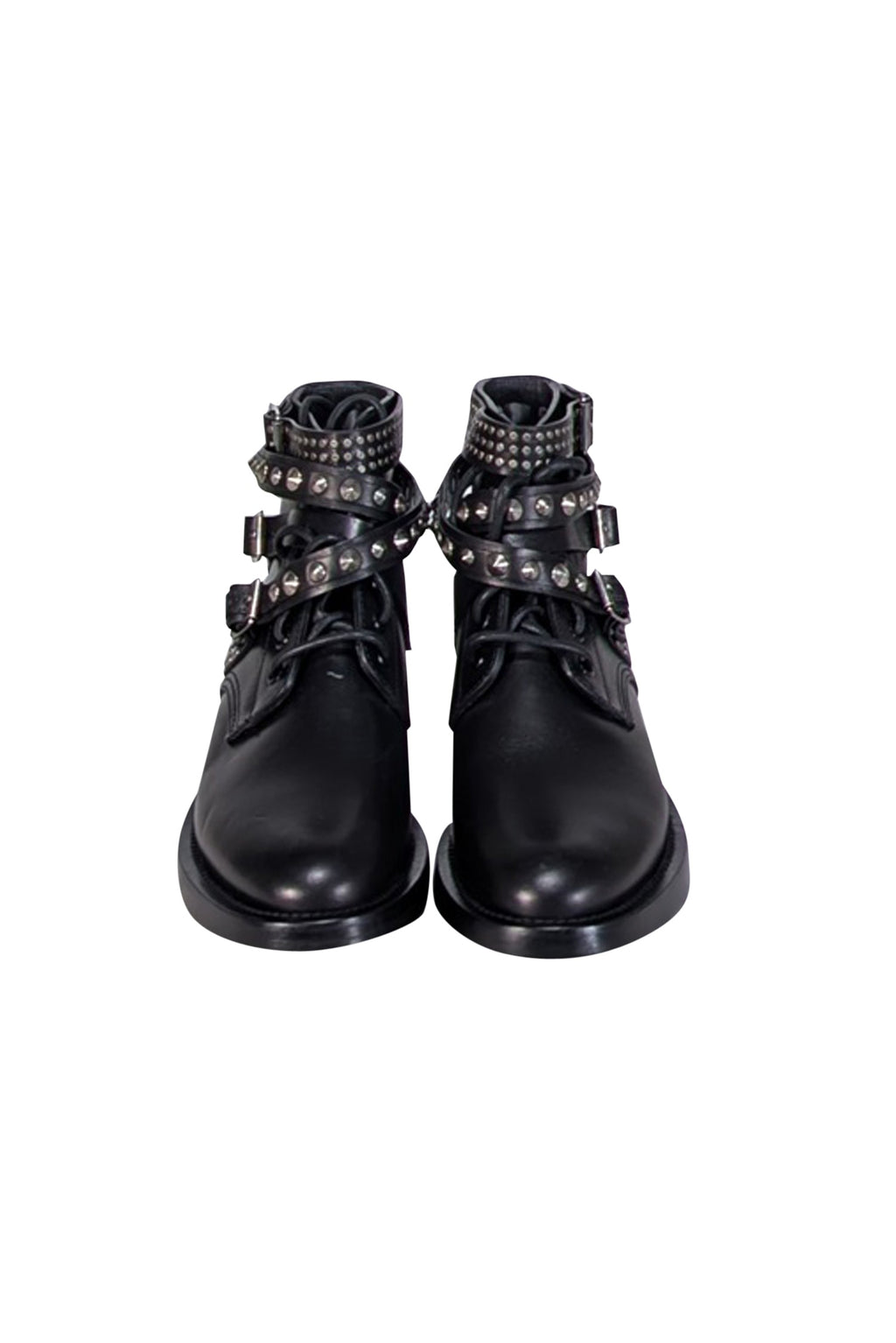 Yves Saint Laurent - Black Leather "Ranger" Short Studded Ankle Boot Sz 7