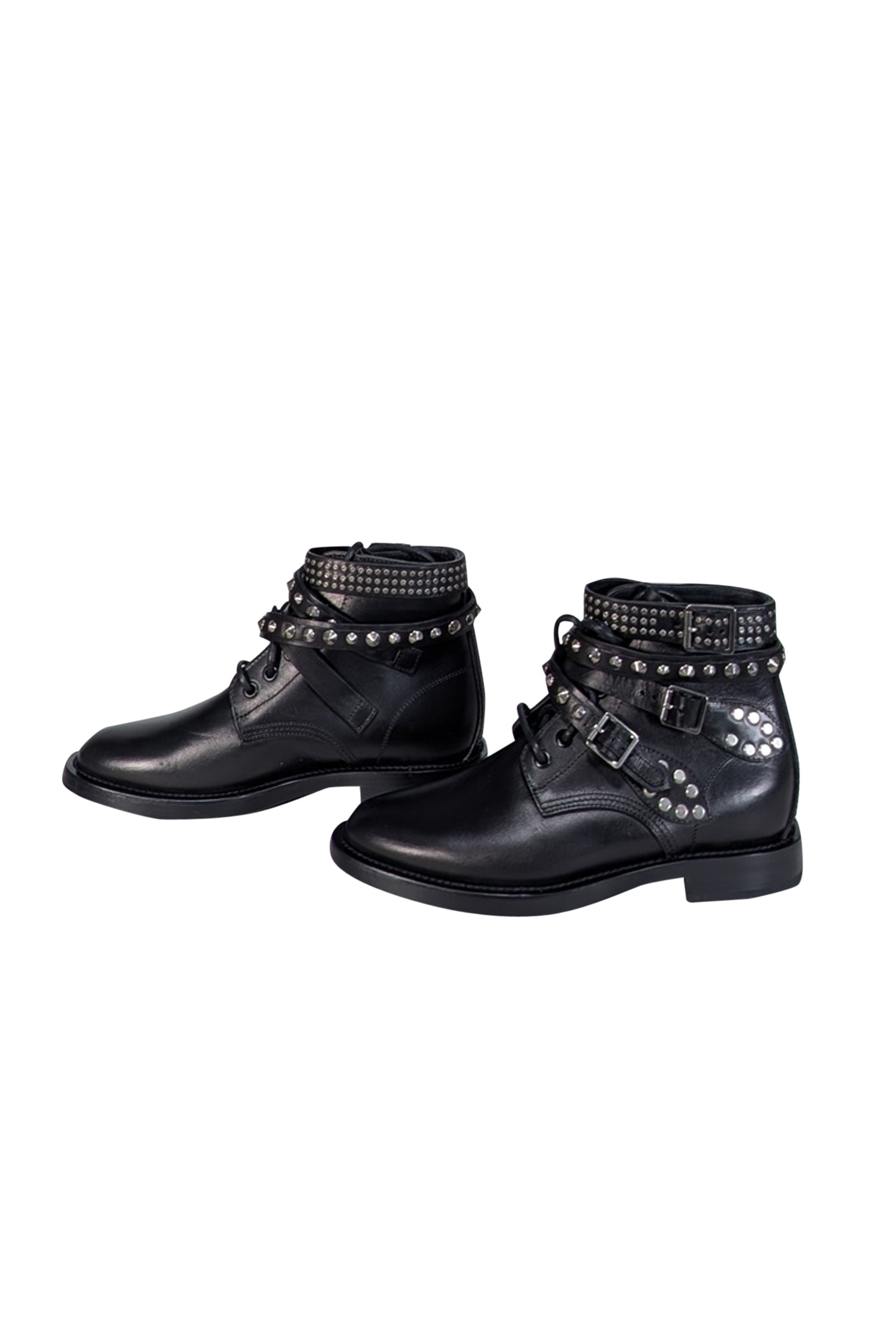 Yves Saint Laurent - Black Leather "Ranger" Short Studded Ankle Boot Sz 7