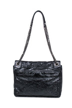 Yves Saint Laurent - Black Patent Leather Chevron "Niki" Shoulder Bag
