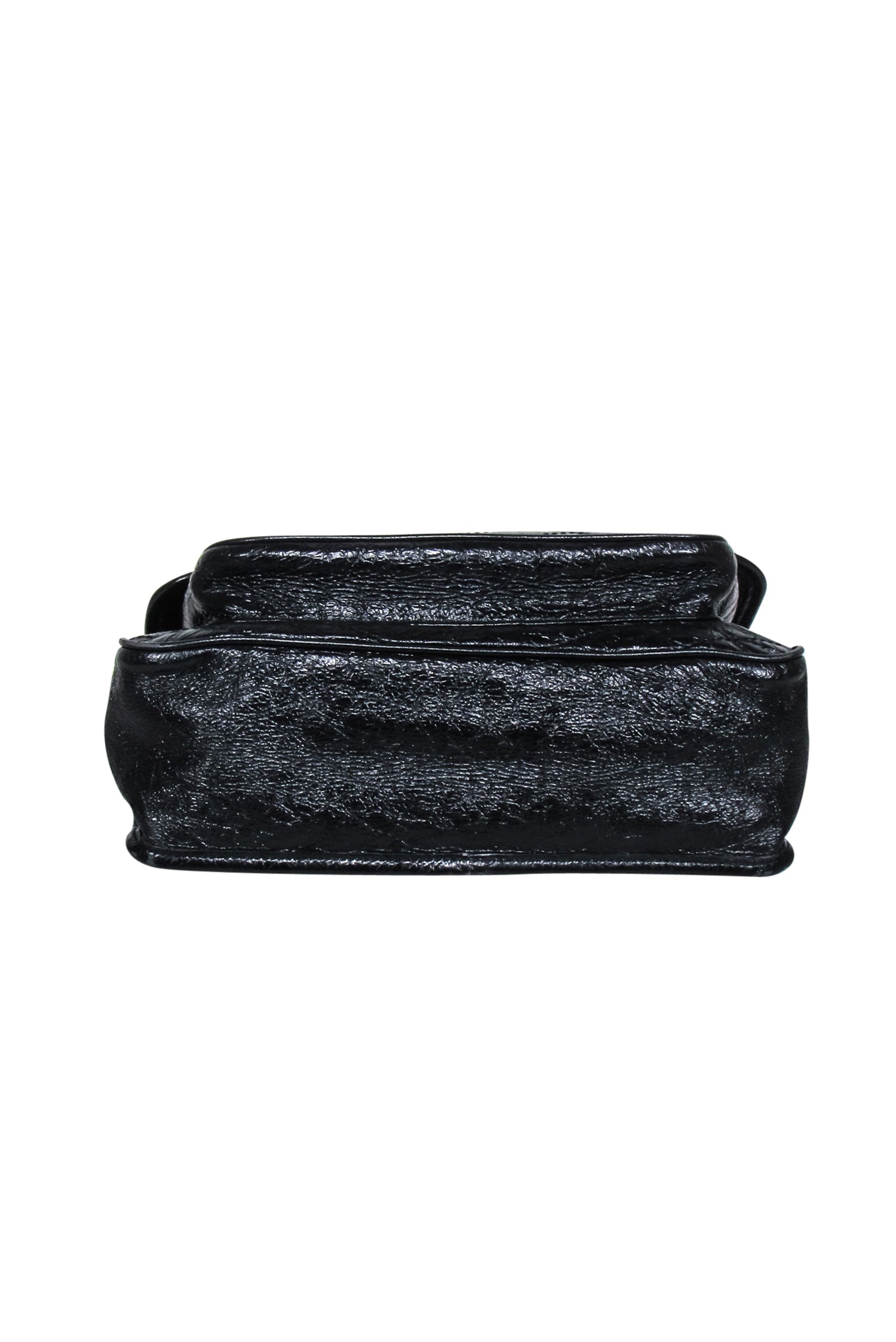 Yves Saint Laurent - Black Patent Leather Chevron "Niki" Shoulder Bag