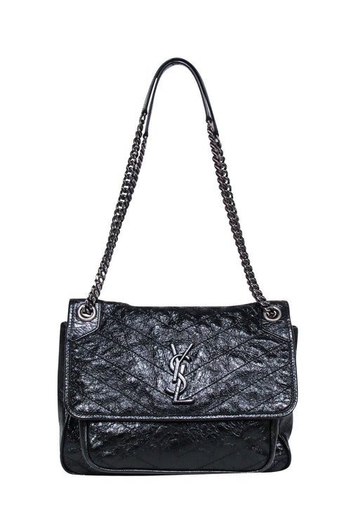 Yves Saint Laurent - Black Patent Leather Chevron 