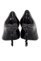 Yves Saint Laurent - Black Patent Leather Pointed Tow Logo Heel Pumps Sz 9.5