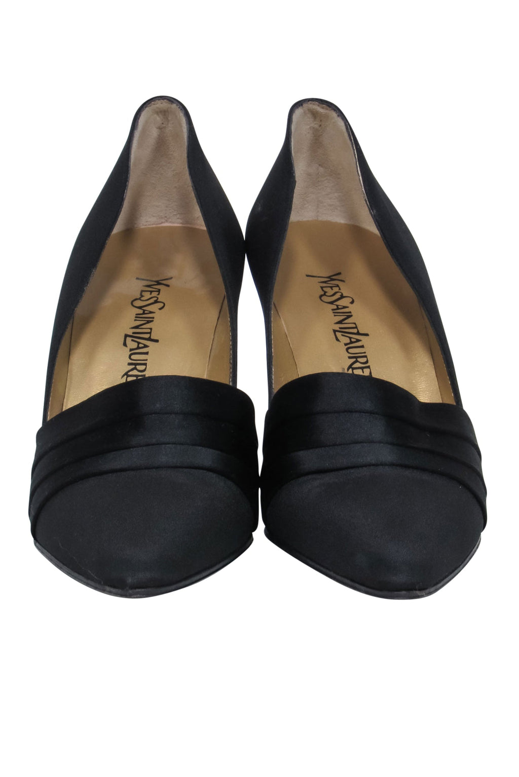Yves Saint Laurent - Black Pointed Toe Pump w/ Pleated Detail Sz 7.5