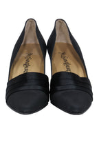 Yves Saint Laurent - Black Pointed Toe Pump w/ Pleated Detail Sz 7.5