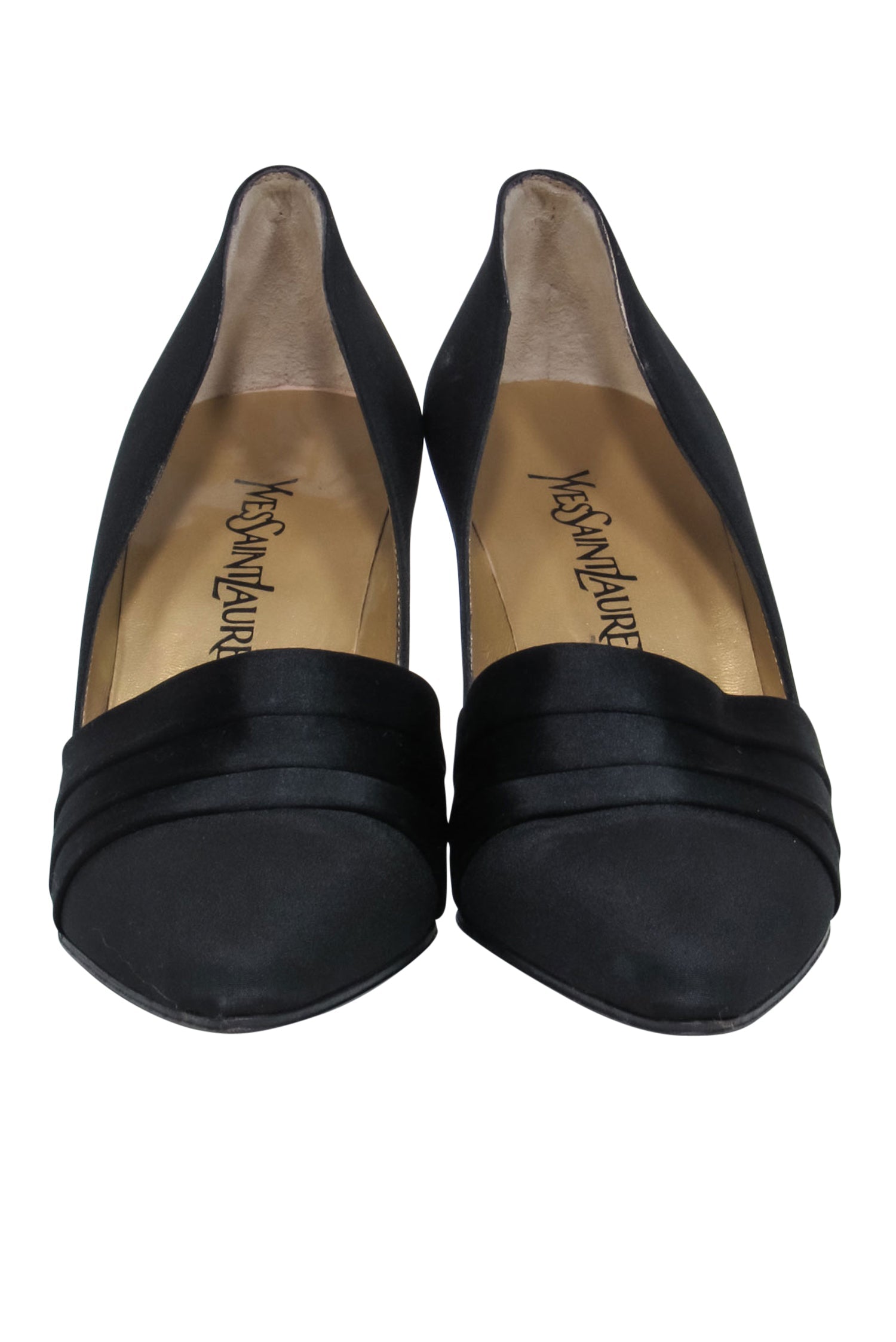 Yves Saint Laurent - Black Pointed Toe Pump w/ Pleated Detail Sz 7.5