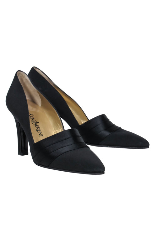 Yves Saint Laurent - Black Pointed Toe Pump w/ Pleated Detail Sz 7.5
