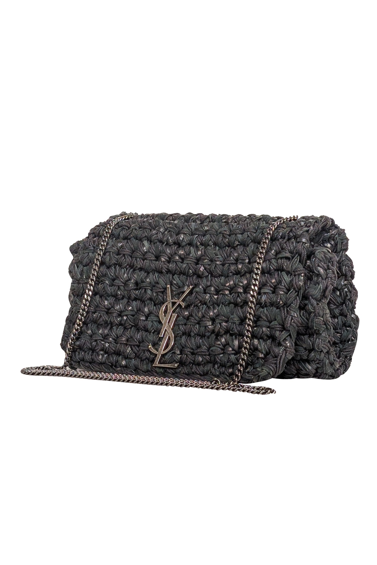 Yves Saint Laurent - Black Raffia Medium "Kate" Crossbody Bag