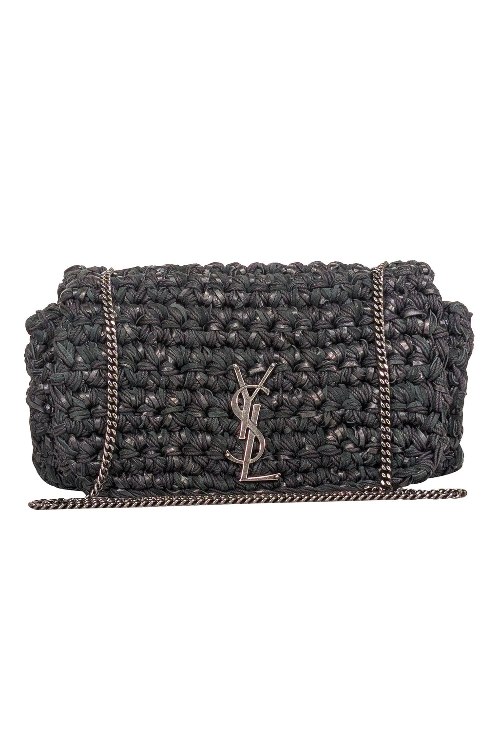 Yves Saint Laurent - Black Raffia Medium "Kate" Crossbody Bag