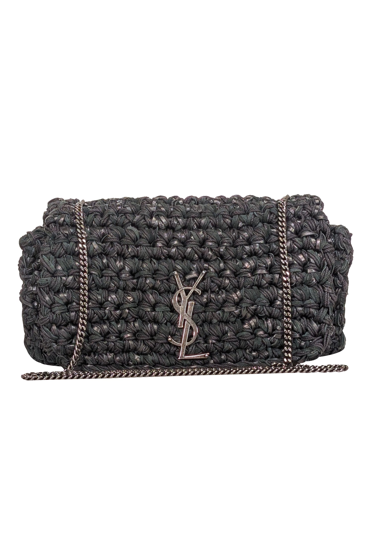 Yves Saint Laurent - Black Raffia Medium "Kate" Crossbody Bag