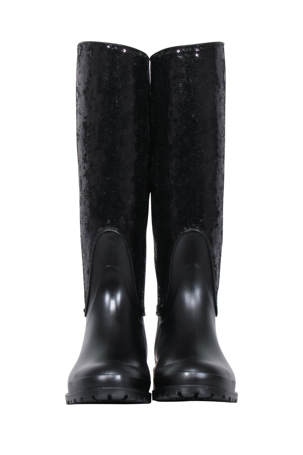 Yves Saint Laurent - Black Sequin Rubber Boots Sz 7