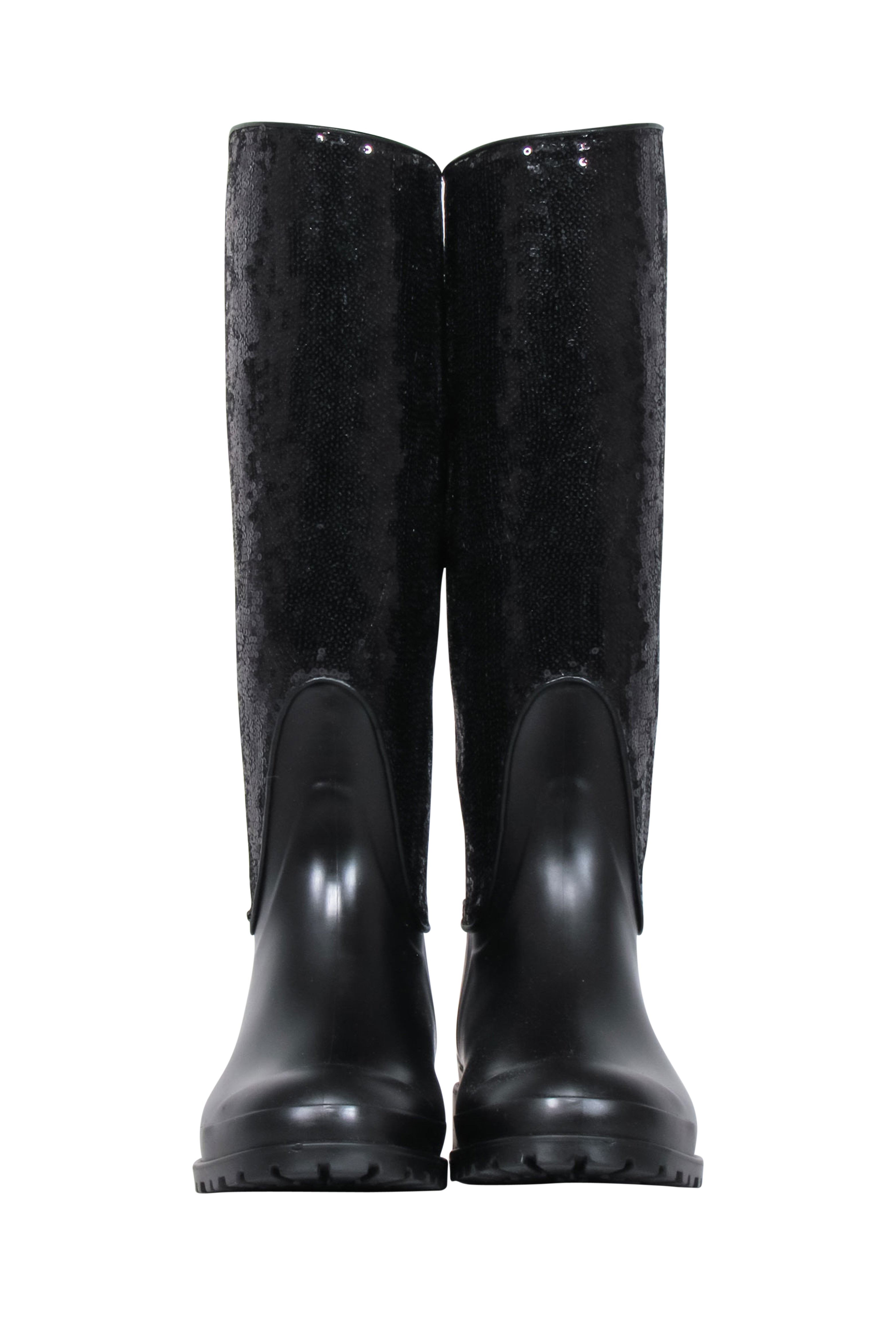Yves Saint Laurent - Black Sequin Rubber Boots Sz 7