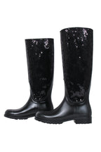 Yves Saint Laurent - Black Sequin Rubber Boots Sz 7