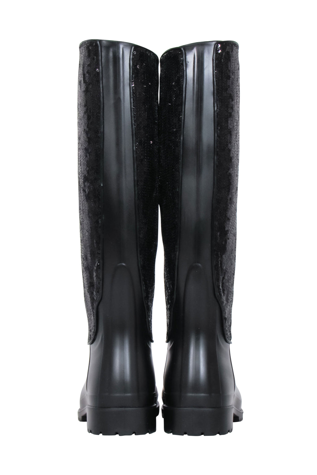Yves Saint Laurent - Black Sequin Rubber Boots Sz 7