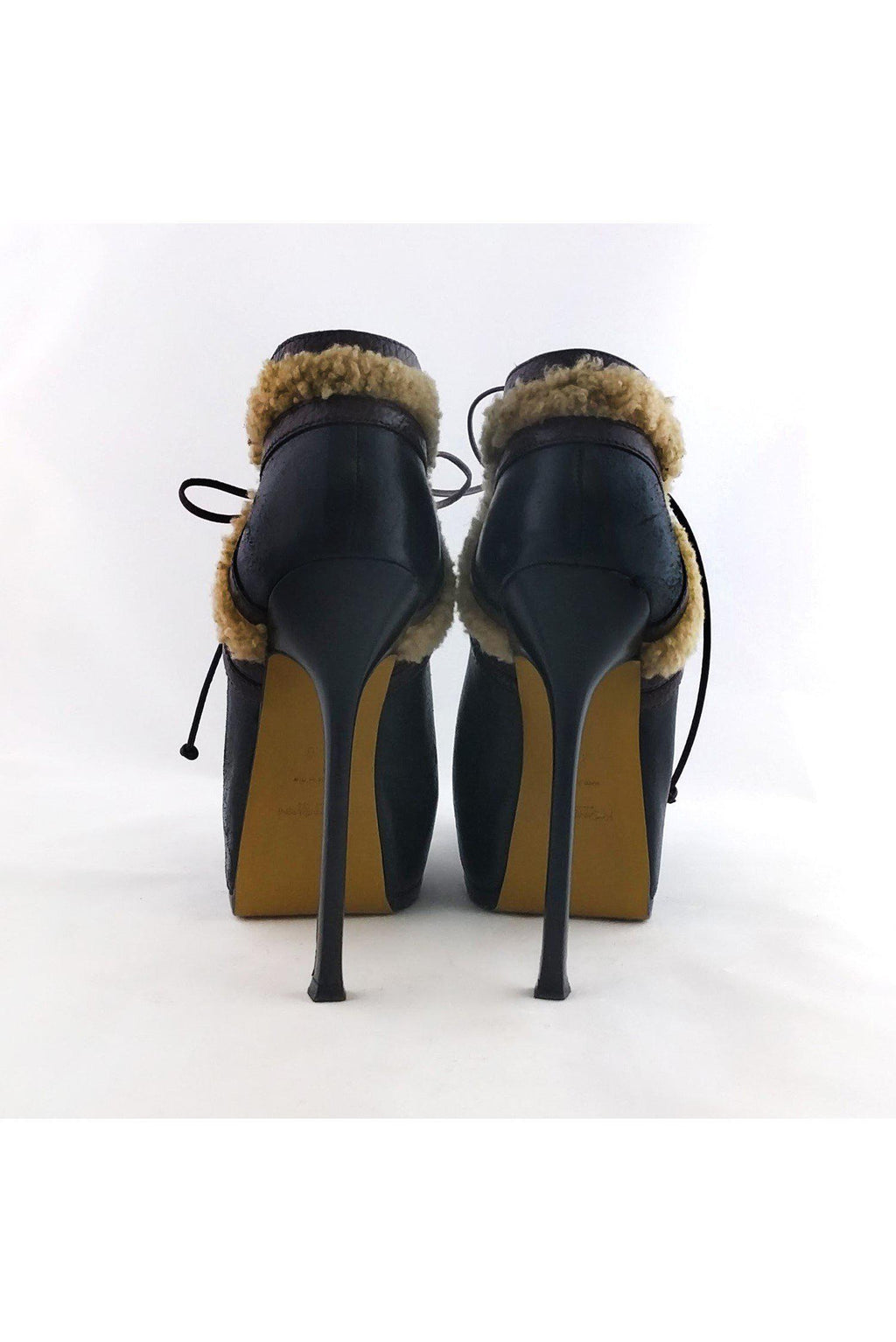 Yves Saint Laurent - Black Shearling Booties Sz 10