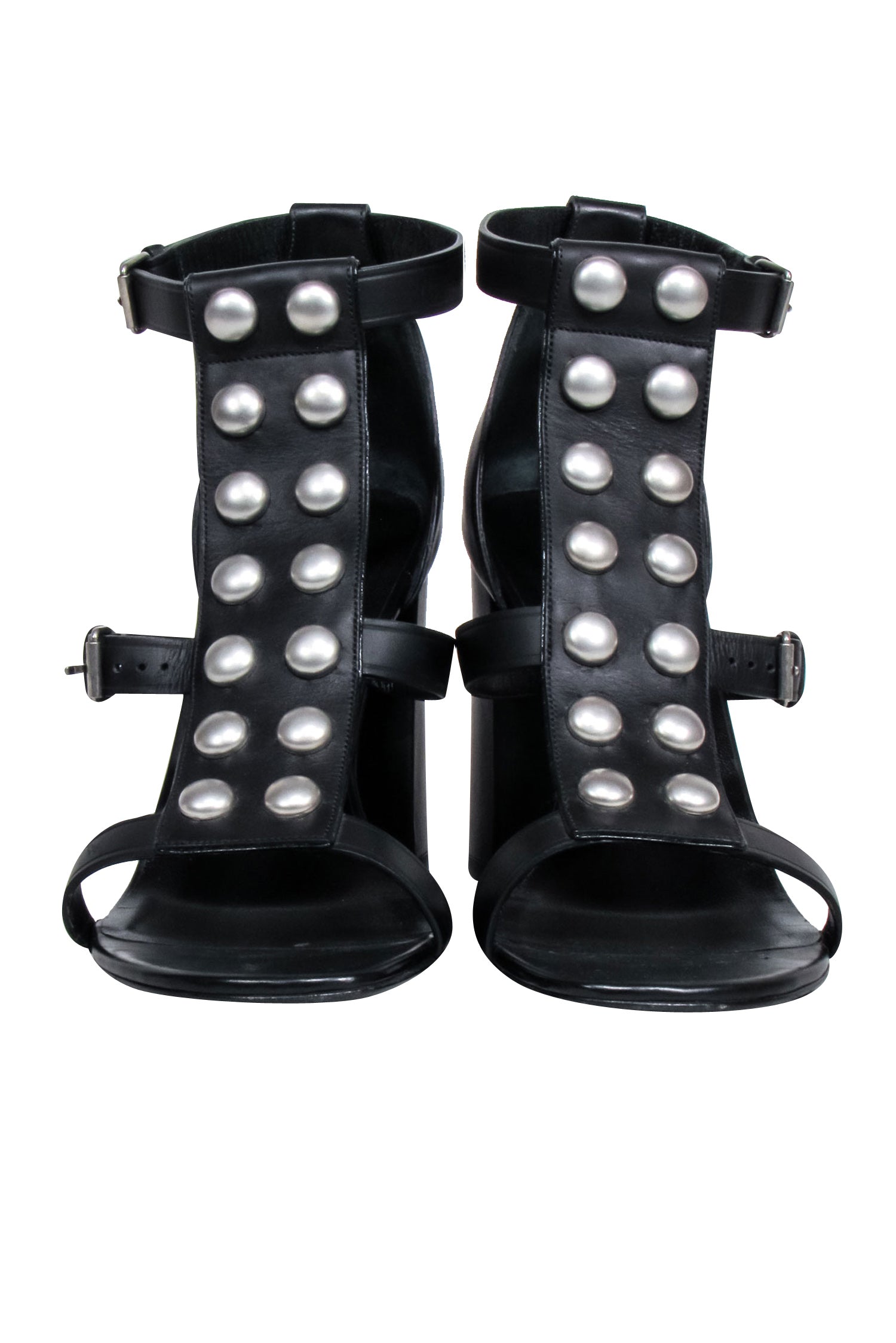 Yves Saint Laurent - Black Studded Front Strappy Pumps Sz 11