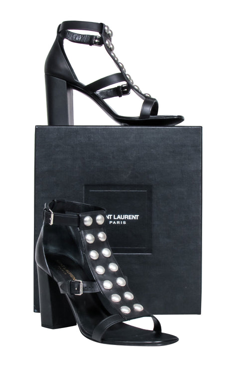 Yves Saint Laurent - Black Studded Front Strappy Pumps Sz 11