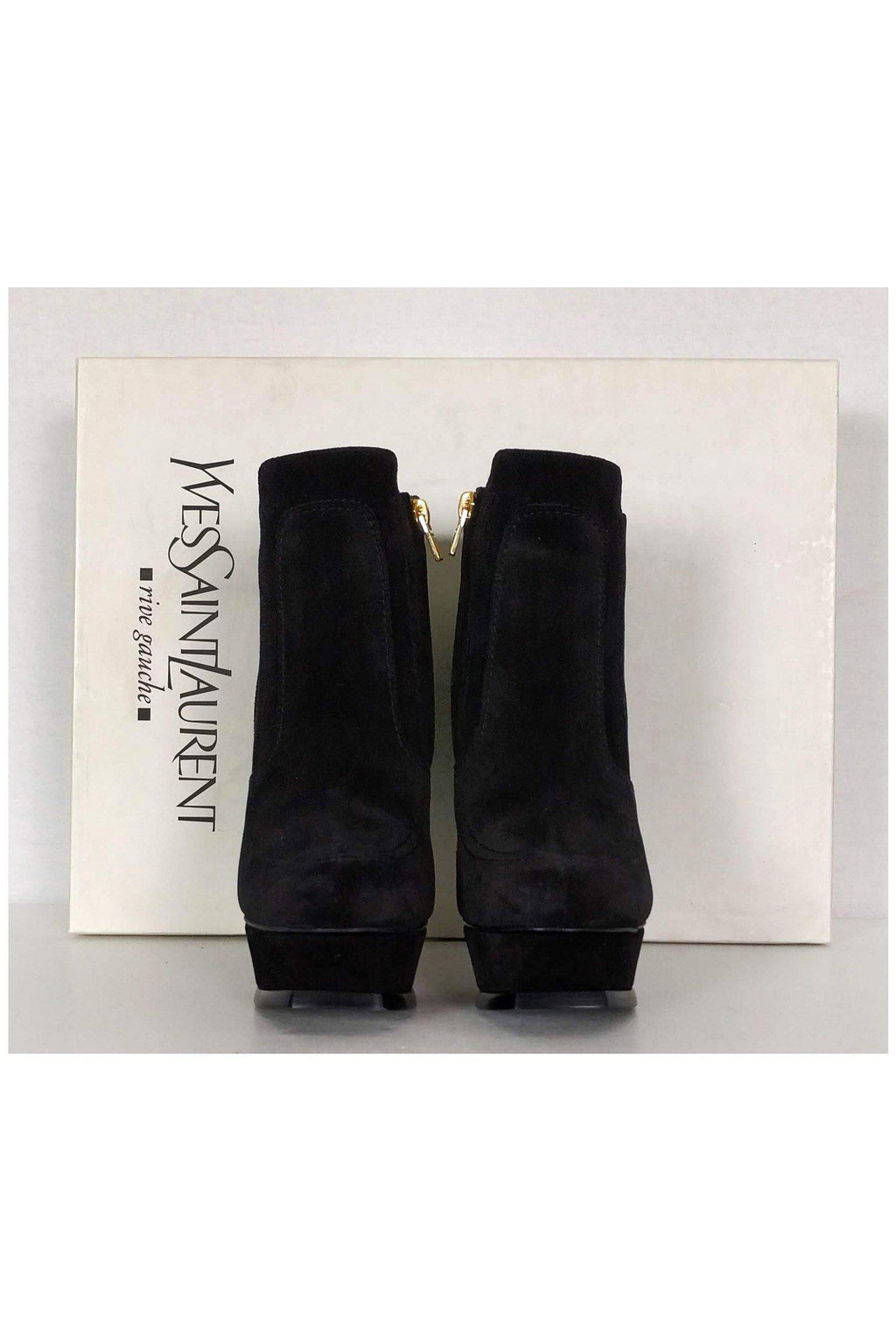 Yves Saint Laurent - Black Suede Platform Booties Sz 5