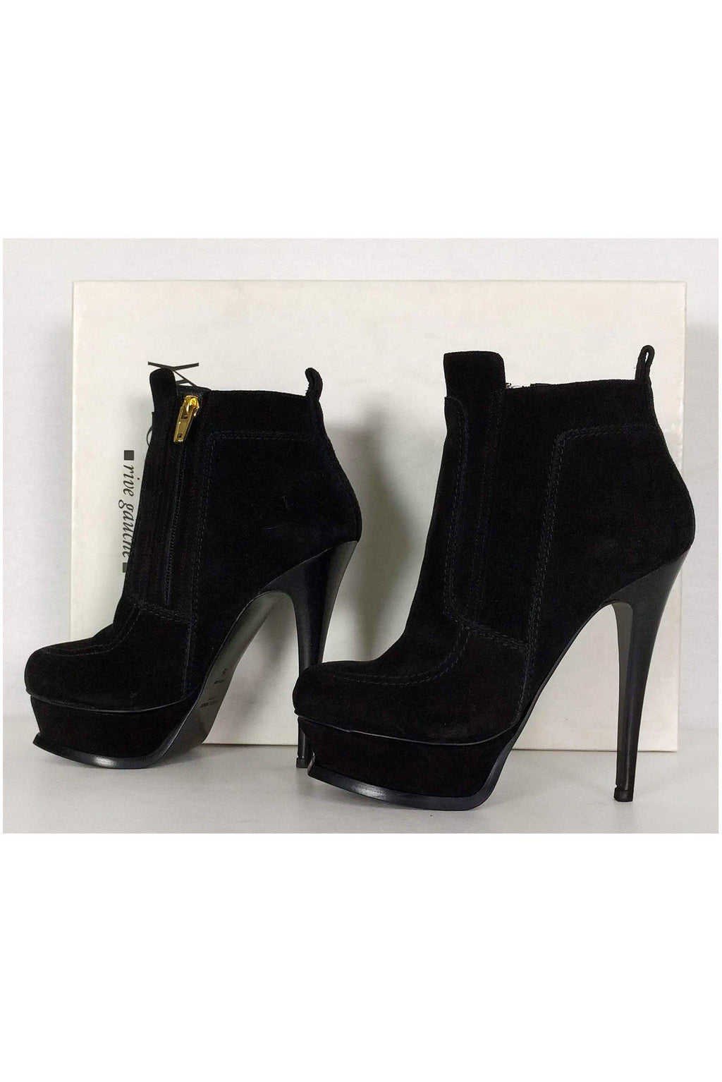 Yves Saint Laurent - Black Suede Platform Booties Sz 5