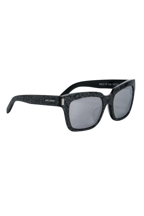 Yves Saint Laurent - Black w/ Glitter print Detail Square Sunglasses