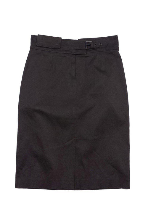 Yves Saint Laurent - Brown Belted Cotton Blend Skirt Sz 10