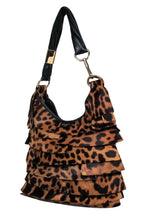 Yves Saint Laurent - Brown Leopard Print Calf Hair Tiered Shoulder Bag