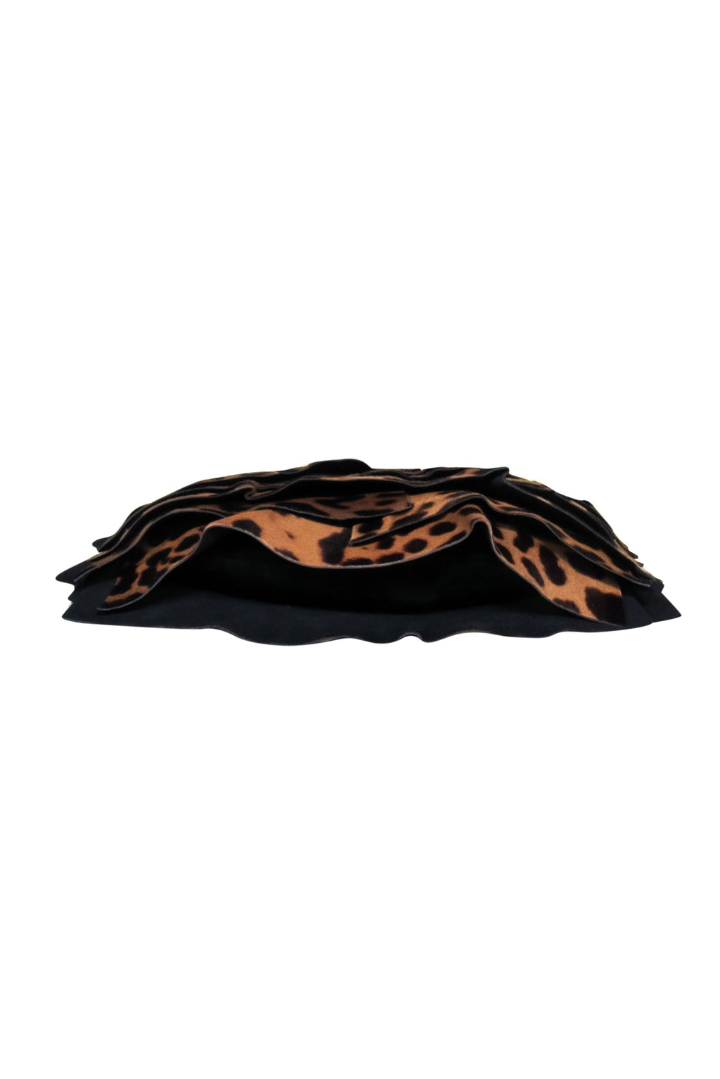 Yves Saint Laurent - Brown Leopard Print Calf Hair Tiered Shoulder Bag
