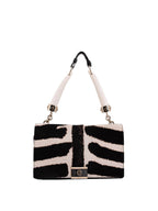 Yves Saint Laurent Calf Hair Double Horn Mombassa Bag Black White