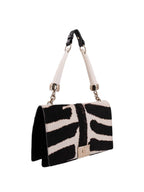 Yves Saint Laurent Calf Hair Double Horn Mombassa Bag Black White