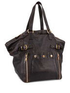 Yves Saint Laurent Calfskin Medium Downtown Bag Brown