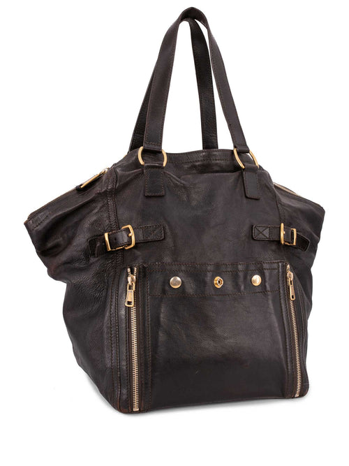 Yves Saint Laurent Calfskin Medium Downtown Bag Brown