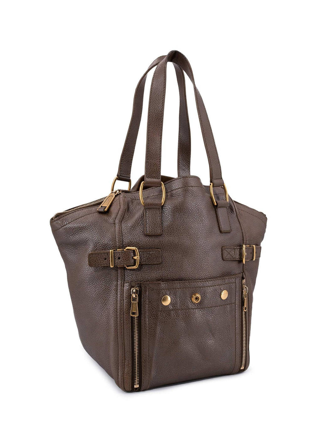 Yves Saint Laurent Calfskin Medium Downtown Bag Brown