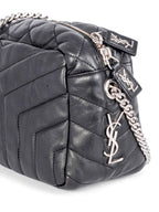 Yves Saint Laurent Chevron Leather Lou Camera Messenger Bag Black