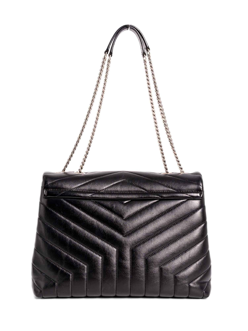 Yves Saint Laurent Chevron Leather Medium Loulou Flap Messenger Bag Black