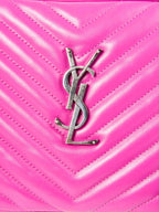 Yves Saint Laurent Chevron Leather Tassel Camera Messenger Bag Magenta Pink